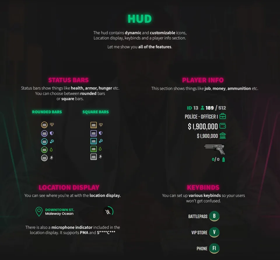 Purchase QB-HUD V4 Only on Tebex for Authentic WAIS - in-game screenshot