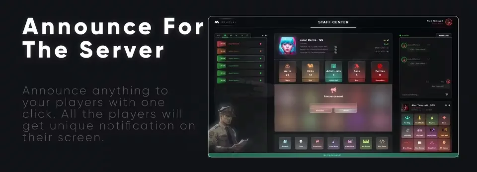 mStaff - Admin Menu - interface detail