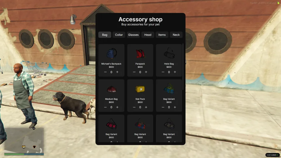 FiveM Pet System - interface detail