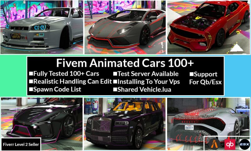 create the latest premium 100 animated car pack for fivem | Tebex Store